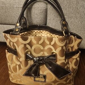 Coach Brown and Black Signature Tote Bag